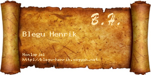 Blegu Henrik névjegykártya